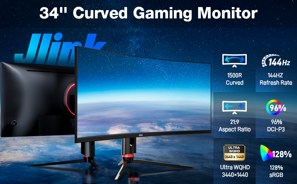 Elevate Your Gaming Experience with the Jlink 34 Inch Ultra Curved Gaming Monitor
