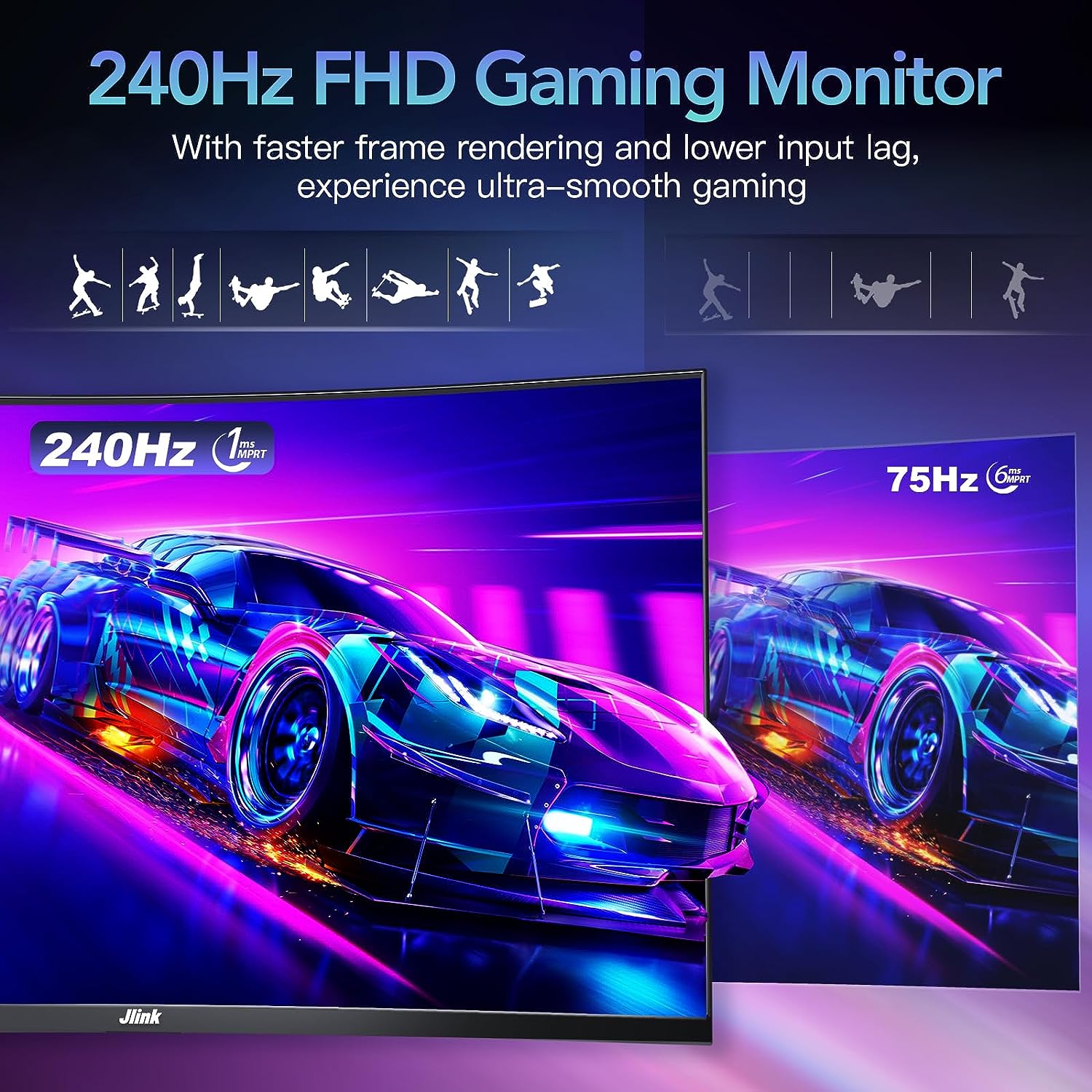 32 curved gaming monitor jlink 240hz fast frame rate