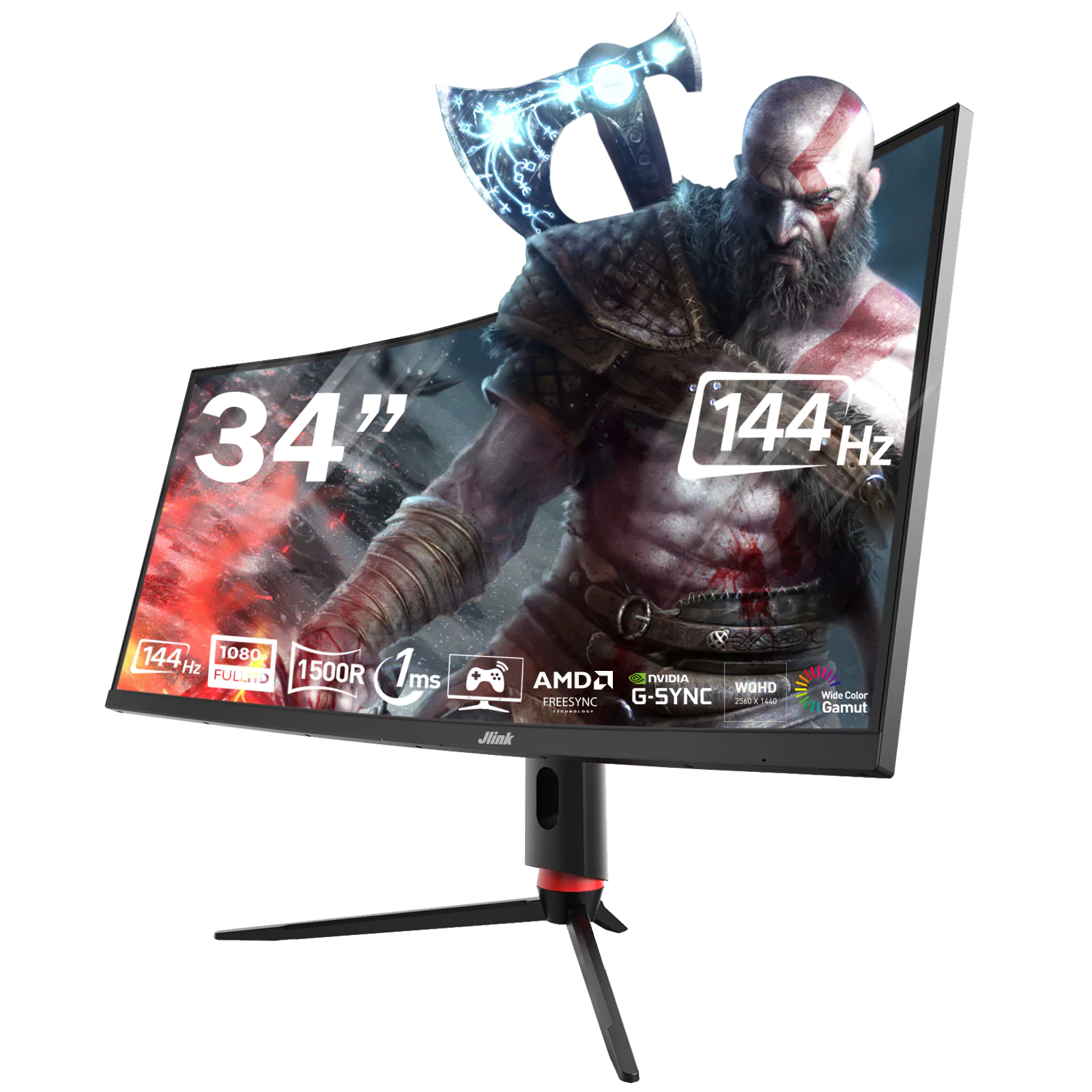 Curved Gaming Monitor 34 Inch 2K 1440P 144Hz